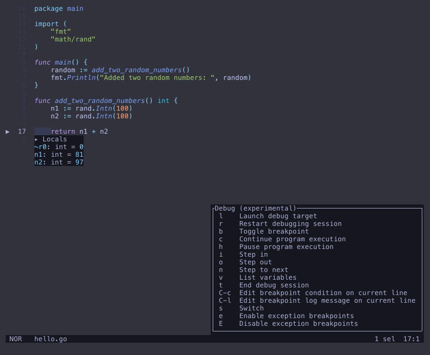 local variables values